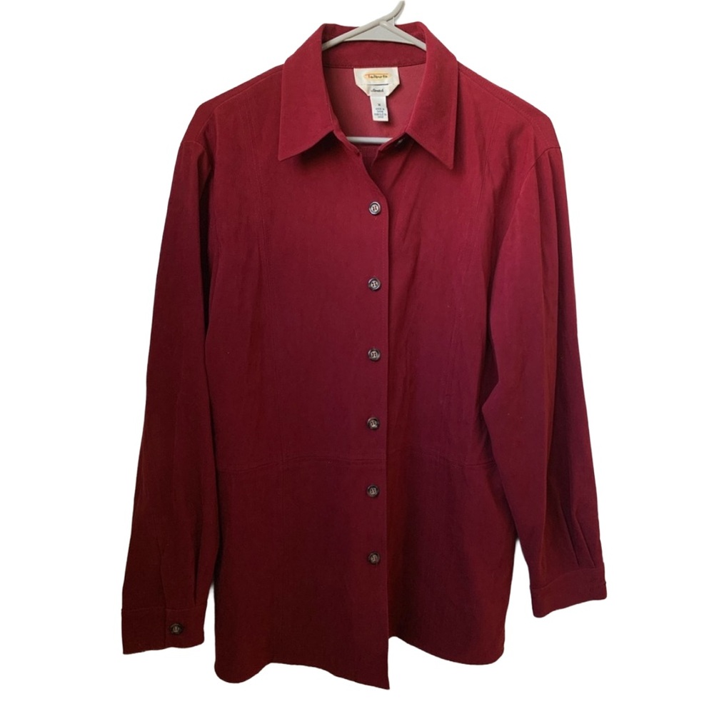 TALBOTS Women’s Deep Red Full Button Front Closure Long Sleeve Shirt Jacket